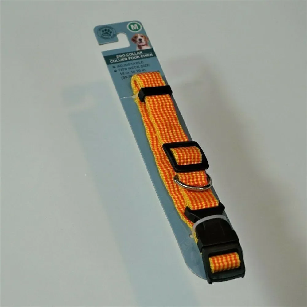 Dog Collar Reflective Size M Orange and Red Stripe 1 Unit